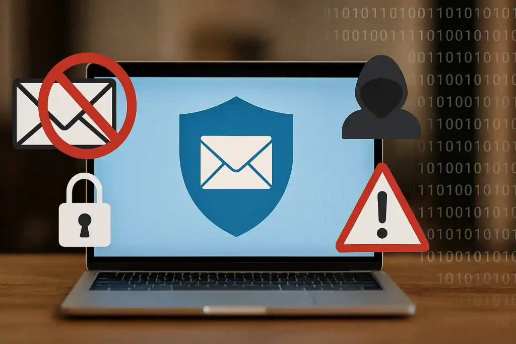 Realistic concept of advanced phishing threats bypassing traditional email security with hidden cyber risks.