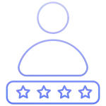 Line icon of person with five-star rating bar for reviews and feedback