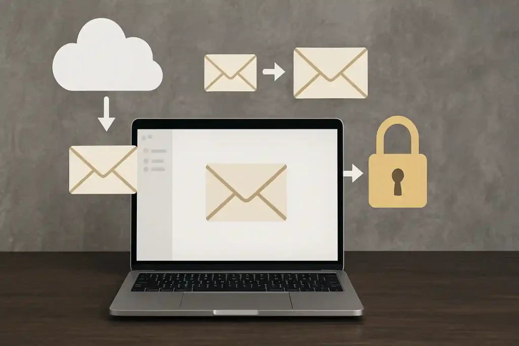 Secure email gateway protecting inbound and outbound email traffic with encrypted communication flow