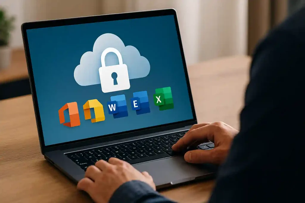 Secure digital shield protecting Microsoft 365 and cloud email, symbolizing an extra layer of cybersecurity.
