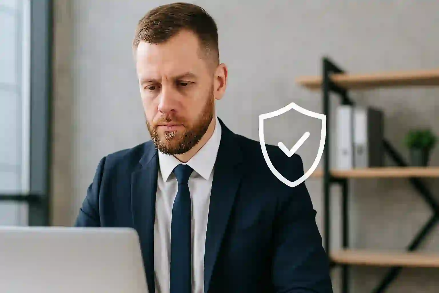 Secure email inbox protected by digital shield blocking spam threats, symbolizing MailExperts’ guaranteed spam filter performance.