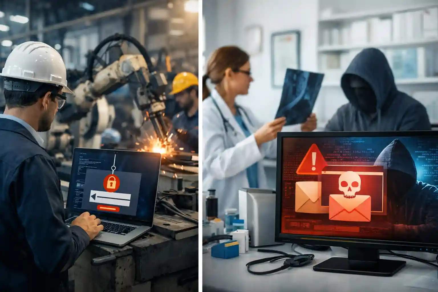 Growing threat of email-borne cybercrime showing phishing attacks, ransomware alerts, and cybersecurity protection across enterprise email systems.