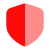 Red and pink split shield icon symbolizing digital protection and cybersecurity